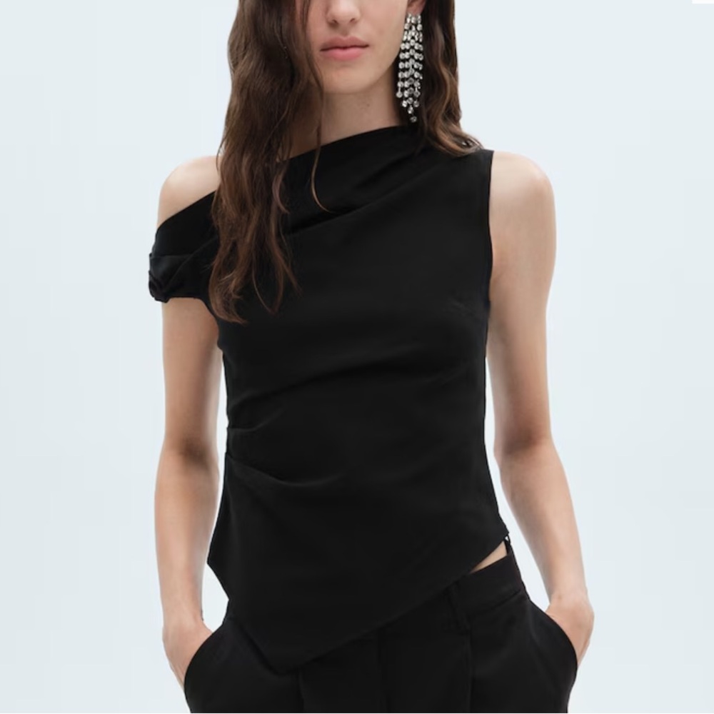 Mango Black Asymmetrical Blouse
